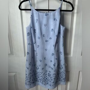 NWOT Vintage Blue Gingham Floral Summer Dress - 7/8